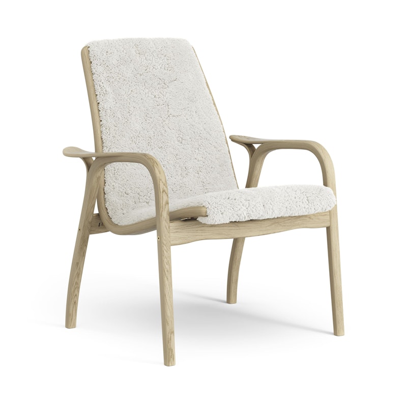 Laminett Sessel Schaffell, Lackiert Eiche / Altweiß