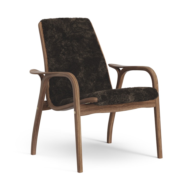 Laminett Sessel Schaffell, Lackiert Walnussholz / Espresso