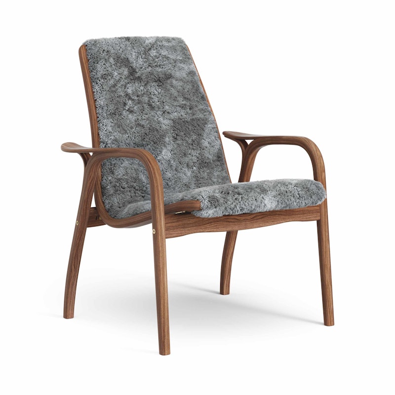 Laminett Sessel Schaffell, Lackiert Walnussholz / Scandinavian Grey