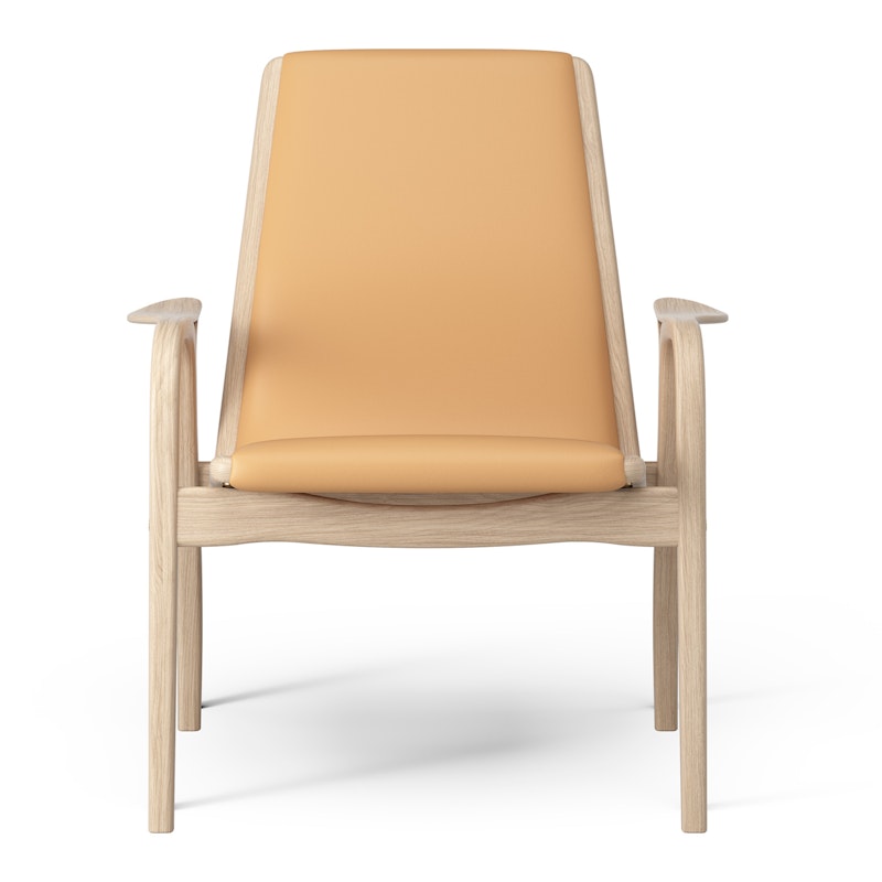 Laminett Sessel, Weiß, Gölte Eiche / Natürliches Leder