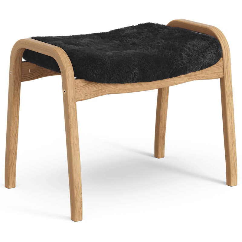 Lamino Hocker Schafsfell/Eiche, Schwarz