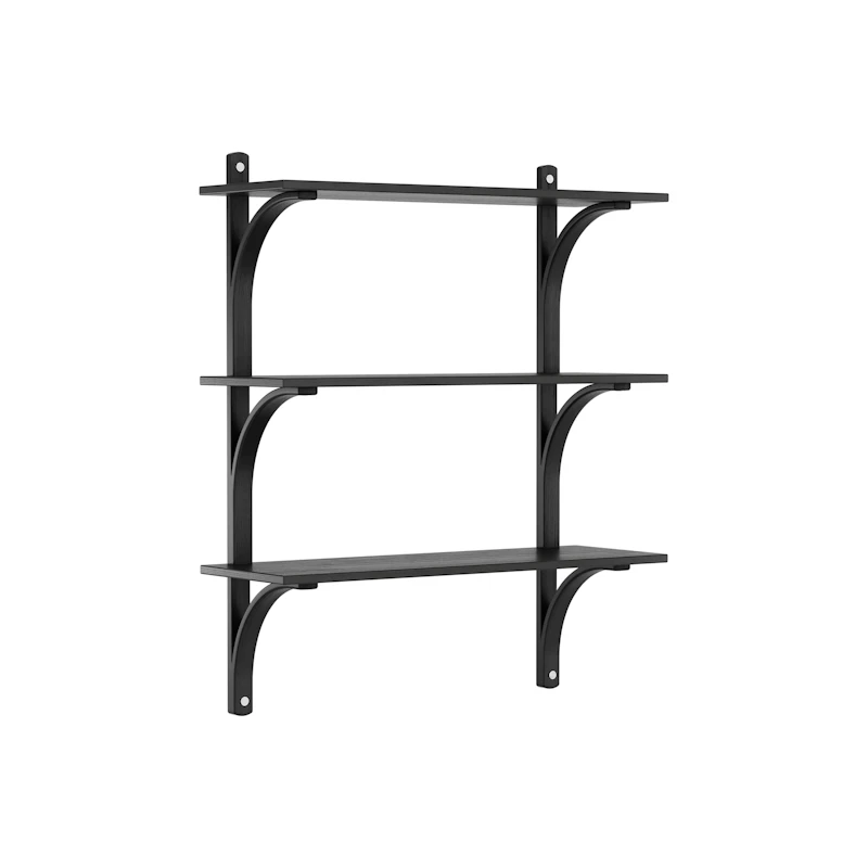 Levi Wandregal 90 cm Mittel, Aluminium / Black Stained Ash