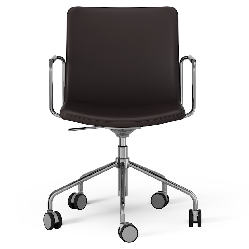 Stella Stuhl mit Rad Verstellbar , Chrome / Dunkelbraun