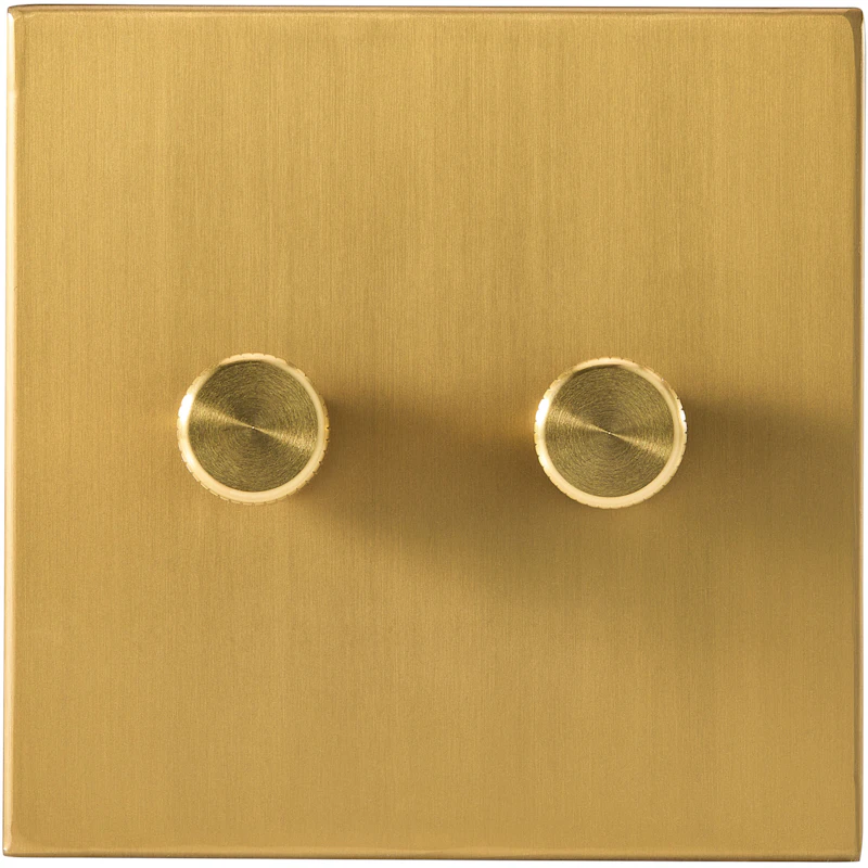 Double Rotary Wall dimmer, Brass