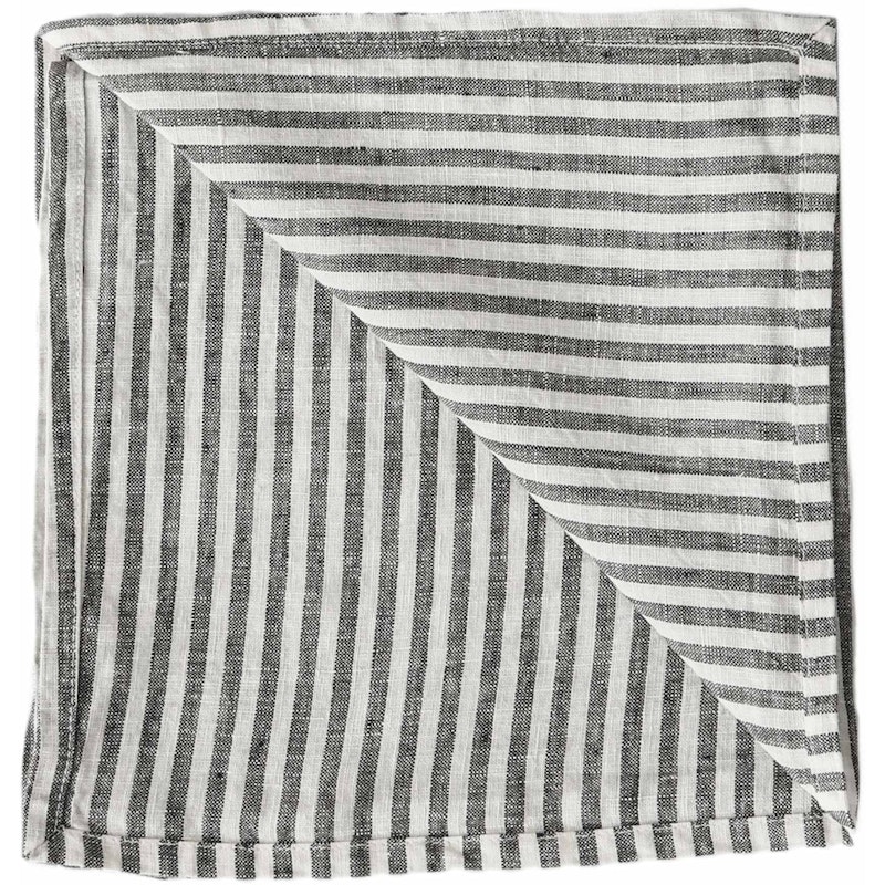 Linen Serviette 45x45 cm, Grau / Weiß