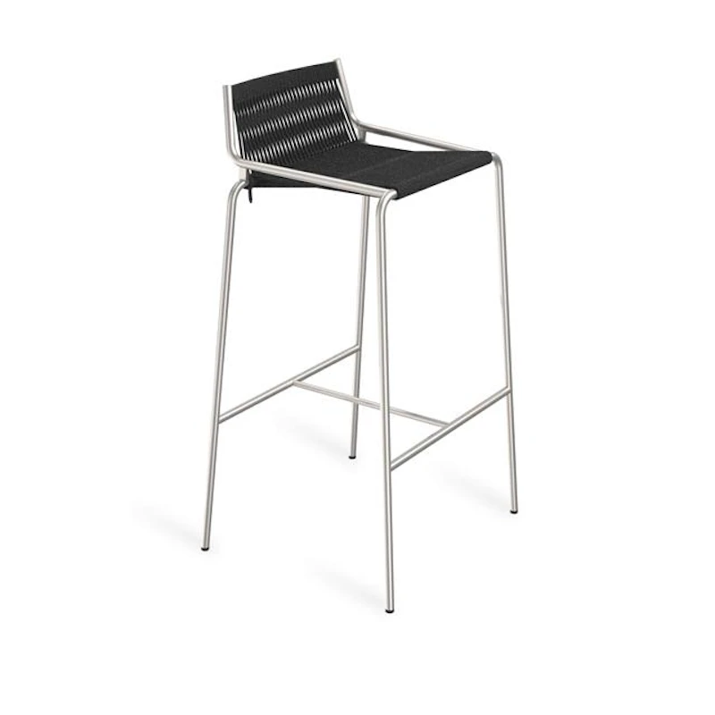 Noel Barstol Rustfrit Stål/Sort Linned H77 cm
