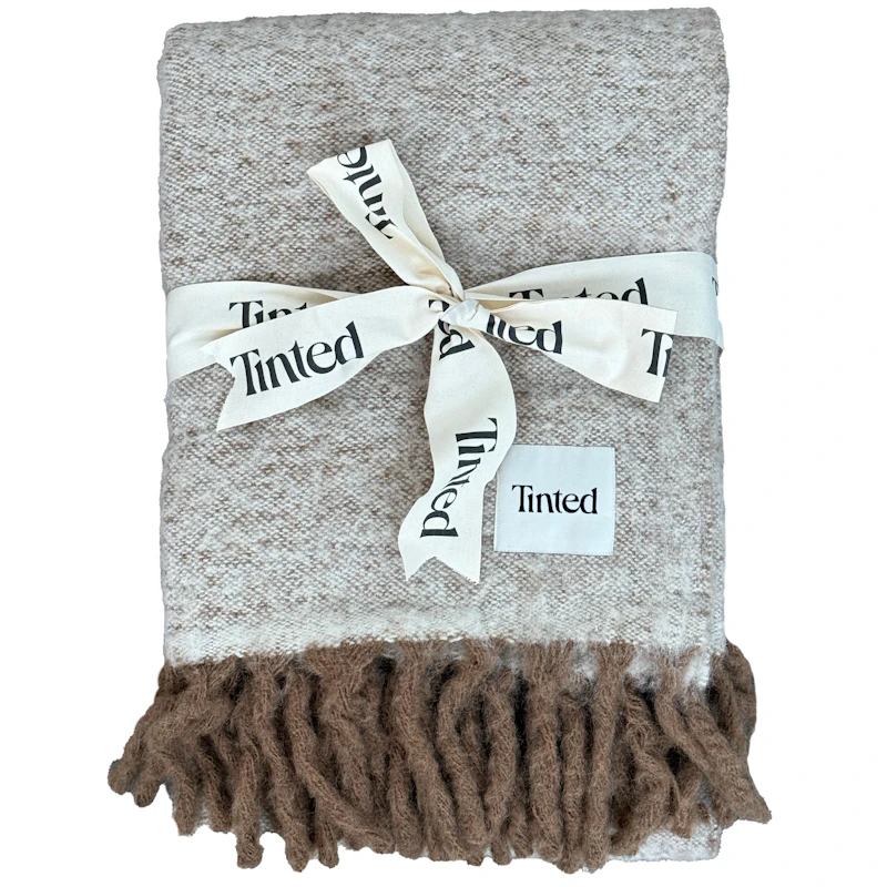 Fridh Plaid Mohair 130x170 cm, Braun / Altweiß