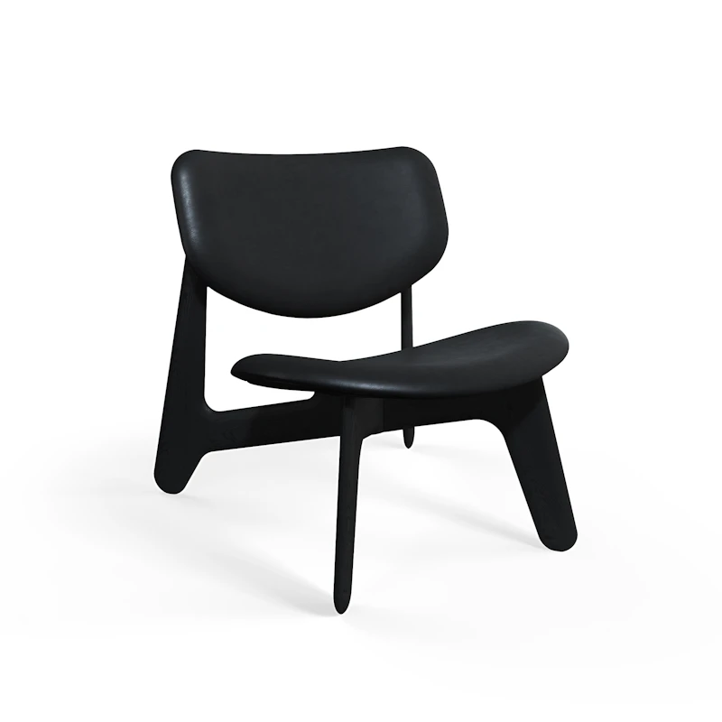Slab Loungesessel, Schwarz / Schwarz Leder