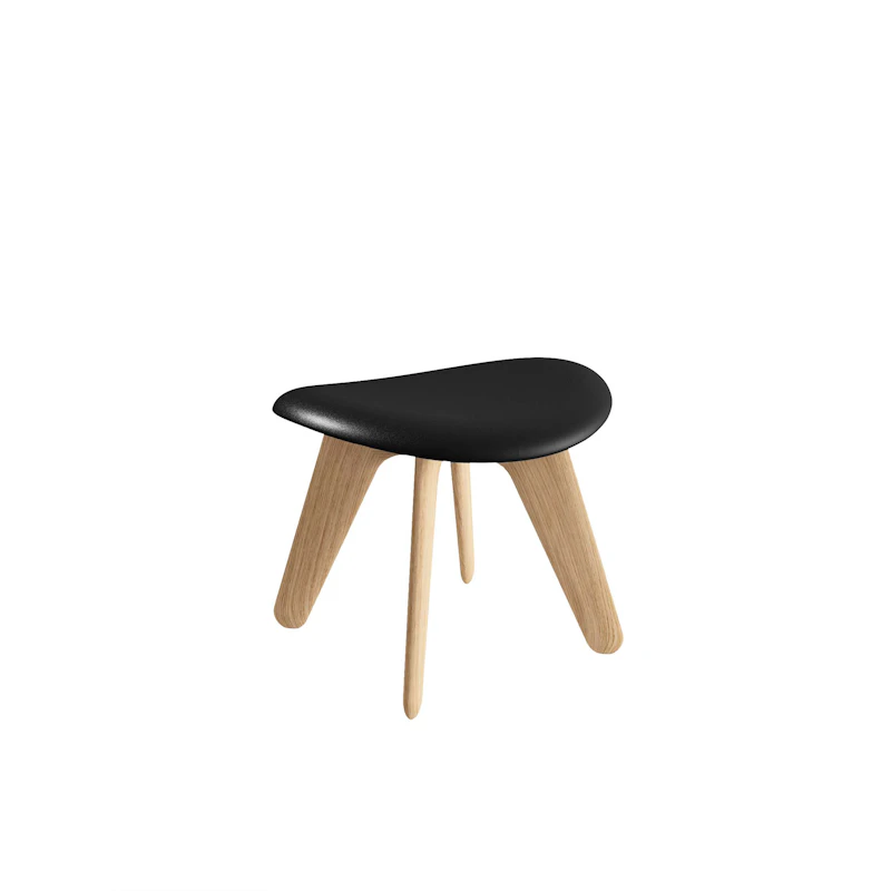 Slab Ottoman, Natur / Schwarz Leder