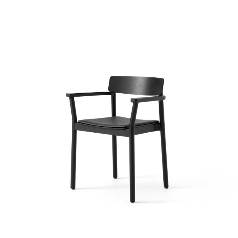 Betty TK11 Dining Chair with Armrests Black Leather/Black Ash