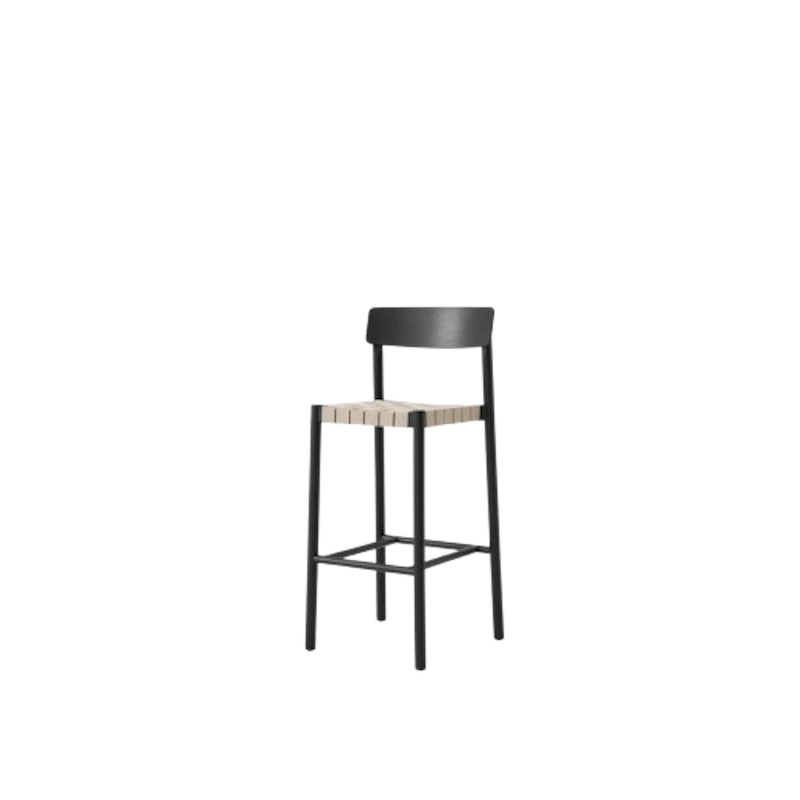 Betty TK15 Bar Stool Black Lacquered Ash/Natural Linen Webbing