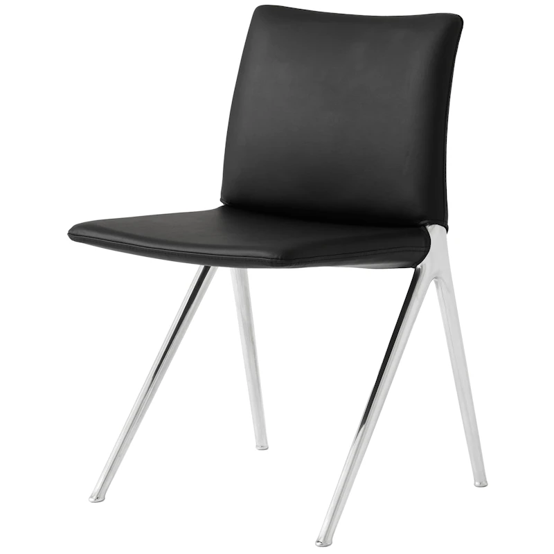 Kape IF7 Esszimmerstuhl, Aluminium / Schwarz Leder