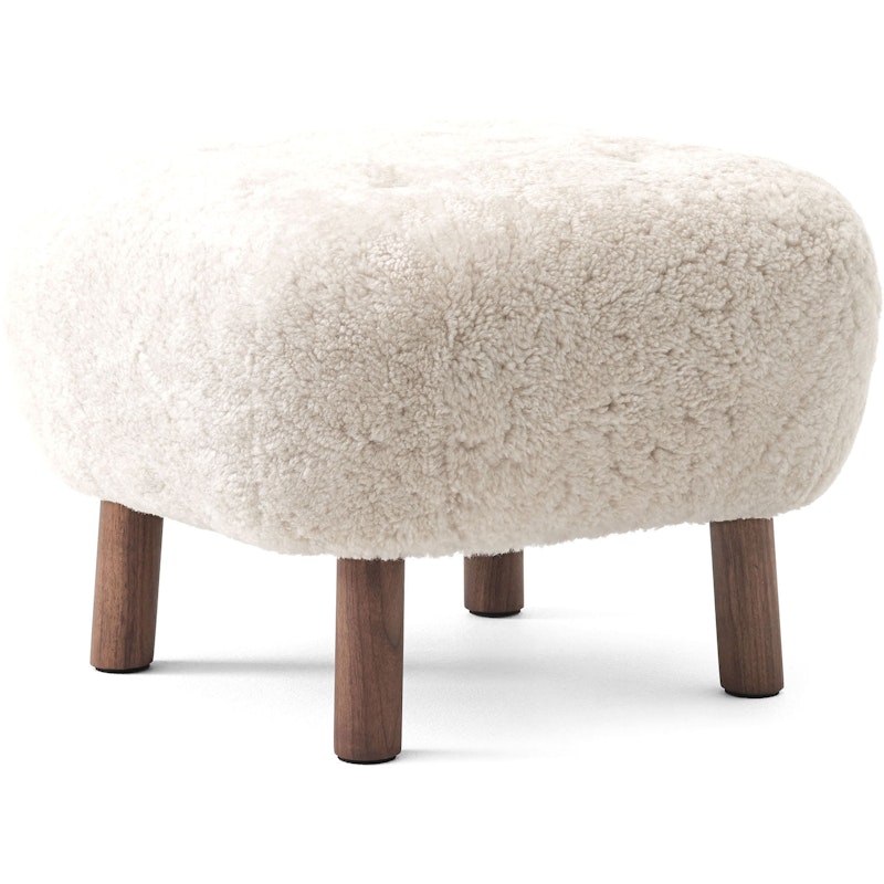 Little Petra ATD1 Footstool, Oiled Walnut / Sheepskin Moonlight