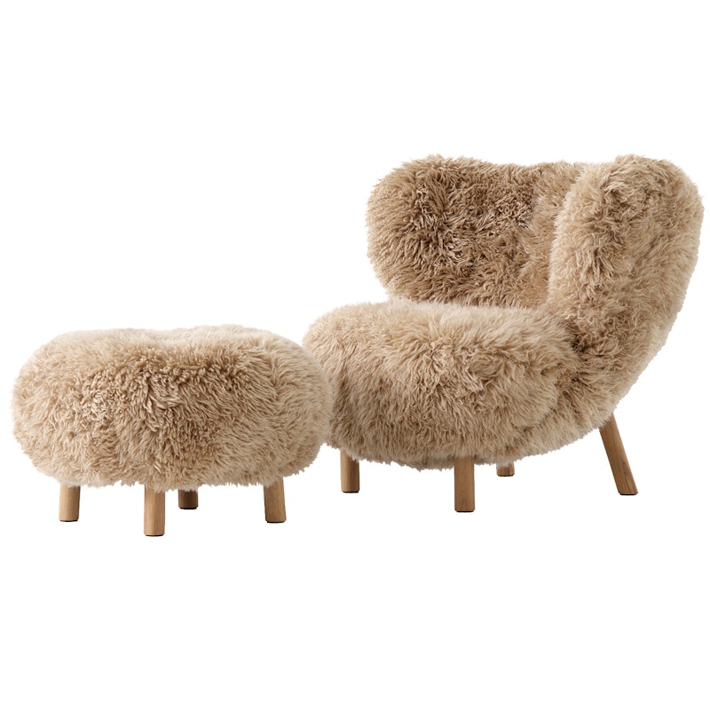 Little Petra VB1 Loungesessel Set, Schaffell Honey / Eiche Geölt