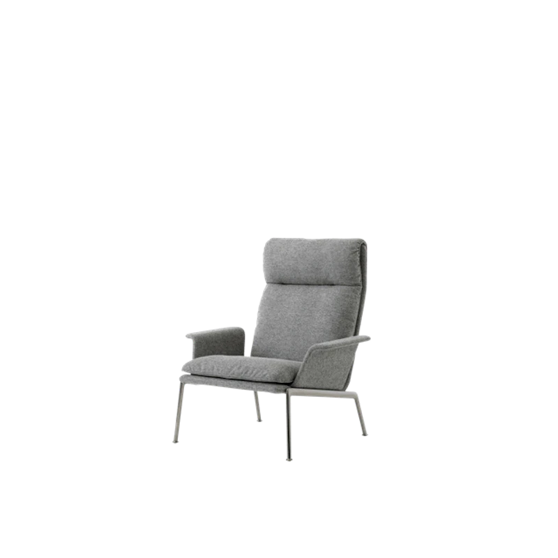Muno LN17 Armchair with Armrests & High Back Dark Chrome/Hallingdal 0126