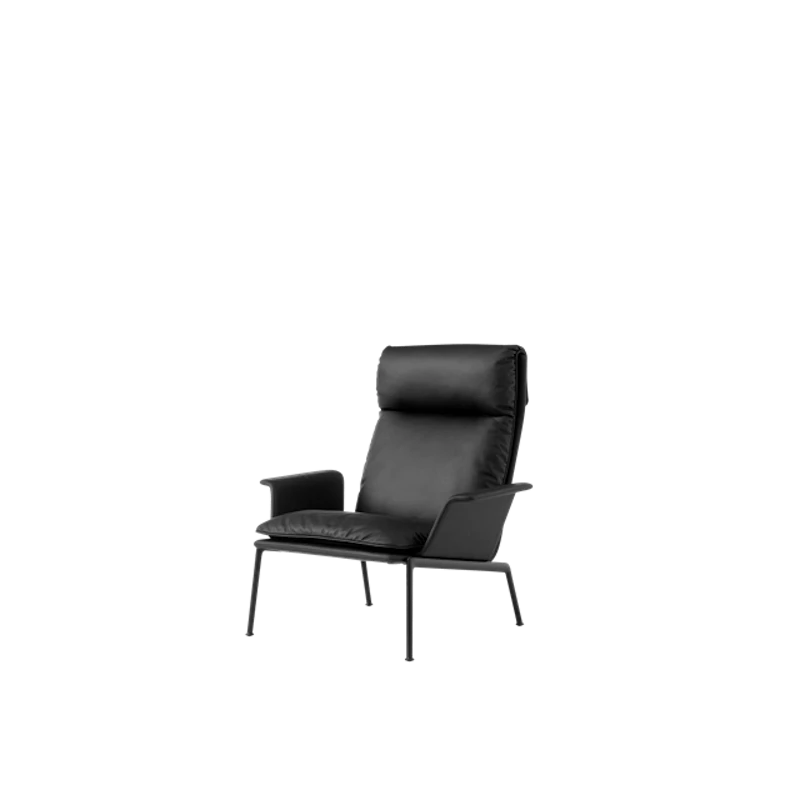 Muno LN17 Armchair with Armrests & High Back Warm Black/Noble Leather Black