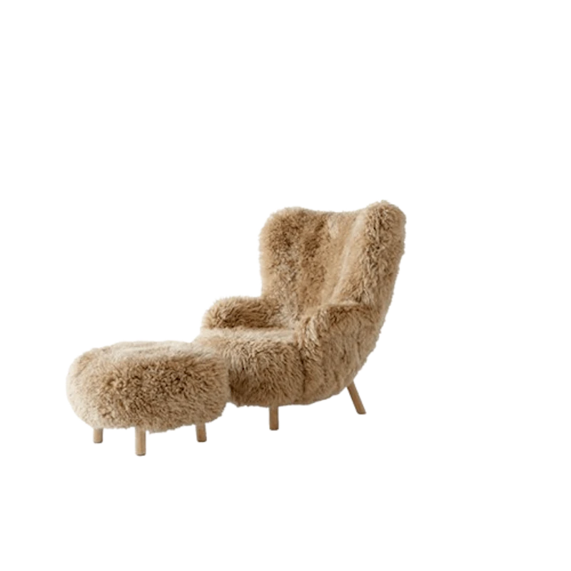 Petra VB3 Armchair Sheepskin Honey 50/Oiled Oak incl. ATD1 Pouf