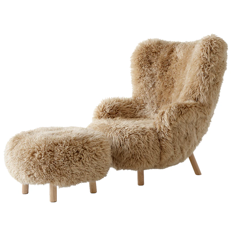 Petra VB3 Armchair Sheepskin Honey 50/Oiled Oak incl. ATD1 Pouf