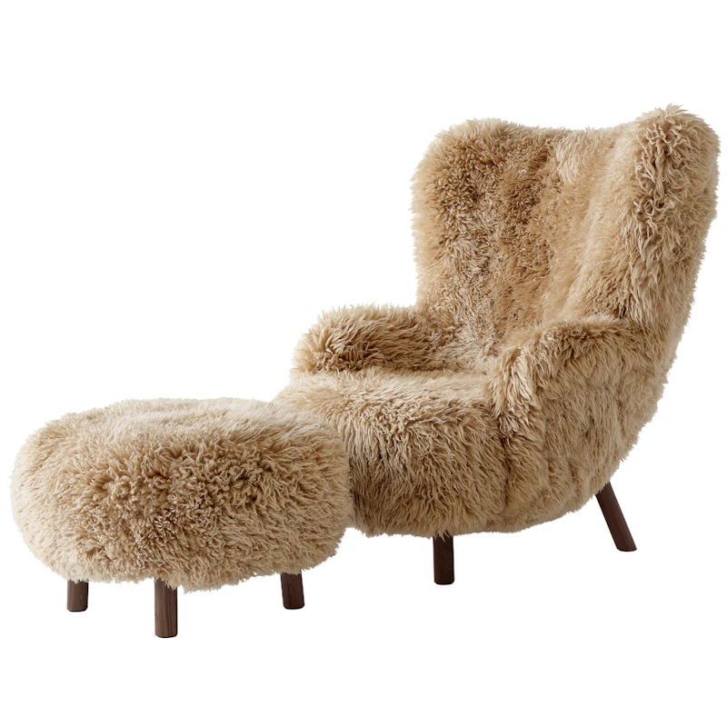 Petra VB3 Armchair Sheepskin Honey 50/Oiled Walnut incl. ATD1 Pouf