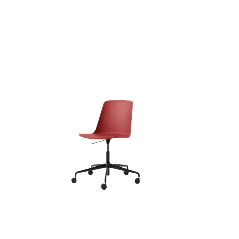 Rely HW28 Dining Chair without Armrests Swivel with Castors Vermilion Red/Black