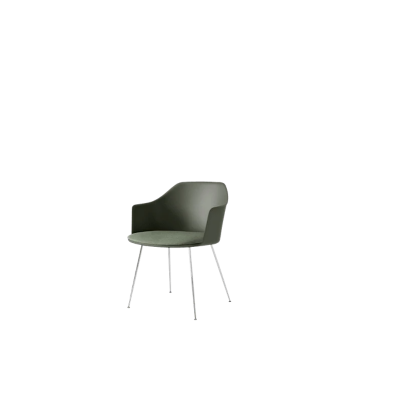 Rely HW34 Dining Chair with Armrests Upholstered Seat Bronze Green/Chrome/Canvas 0926
