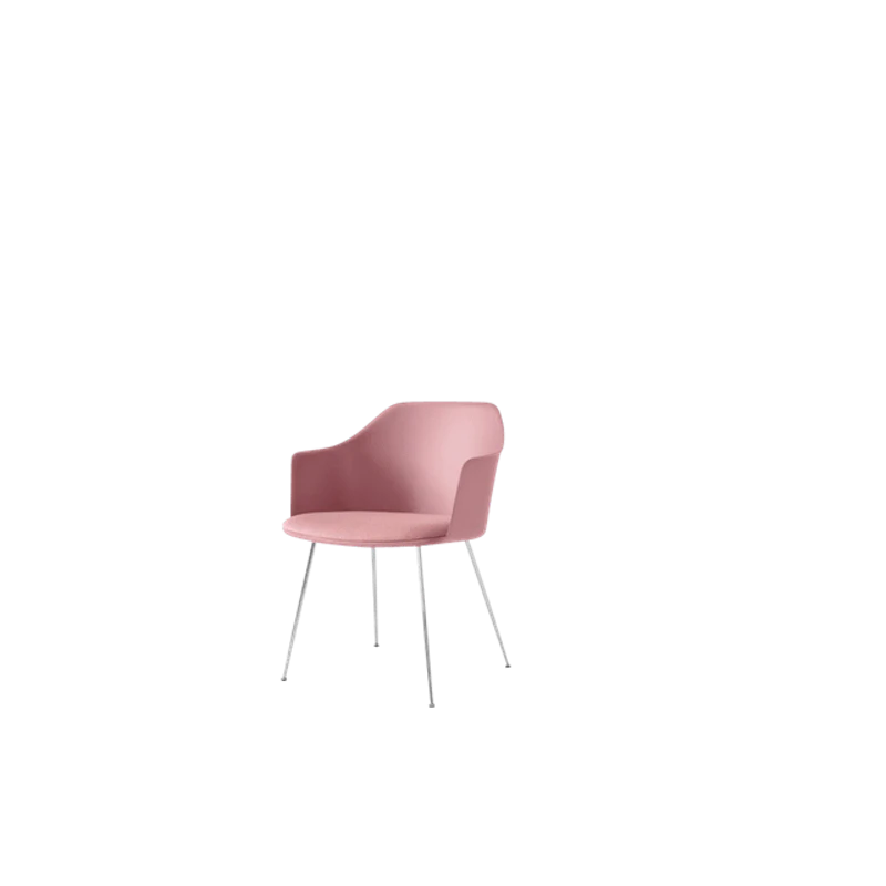 Rely HW34 Dining Chair with Armrests Upholstered Seat Soft Pink/Chrome/Vidar 0622