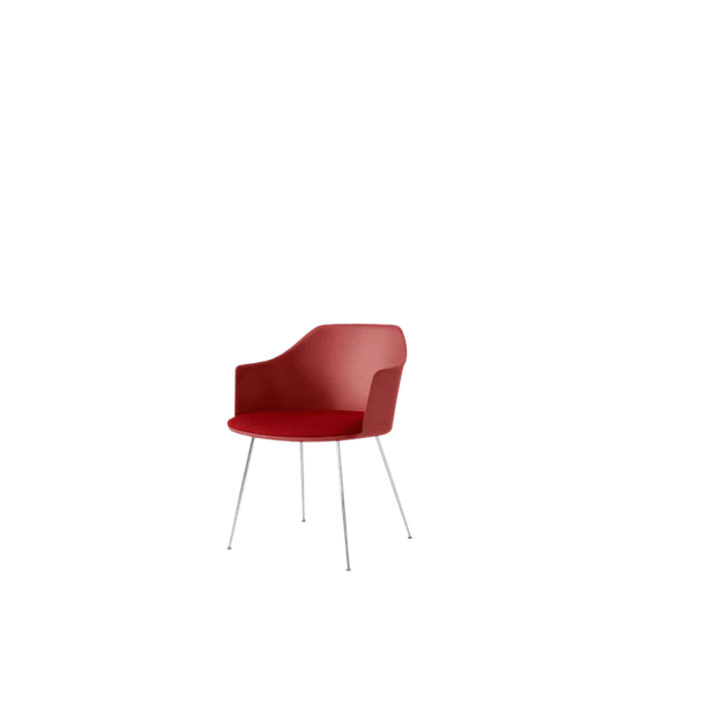 Rely HW34 Dining Chair with Armrests Upholstered Seat Vermilion Red/Chrome/Vidar 0556