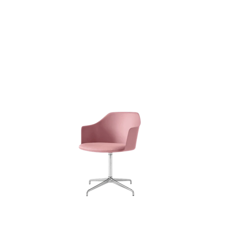 Rely HW39 Dining Chair with Armrests Swivel Upholstered Seat Soft Pink/Aluminium/Vidar 0622