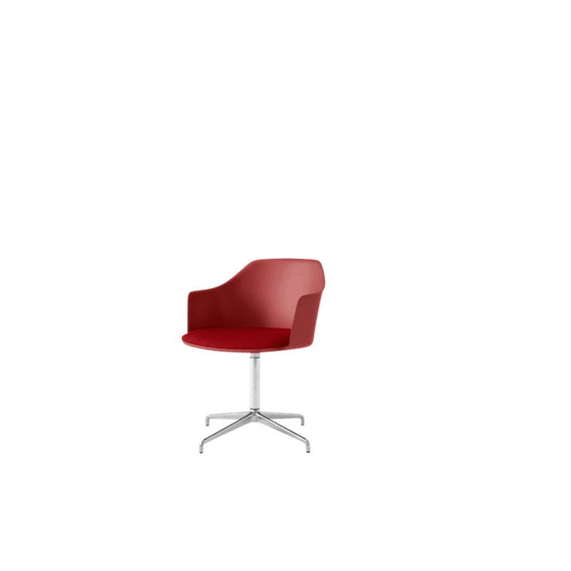 Rely HW39 Dining Chair with Armrests Swivel Upholstered Seat Vermilion Red/Aluminium/Vidar 0556