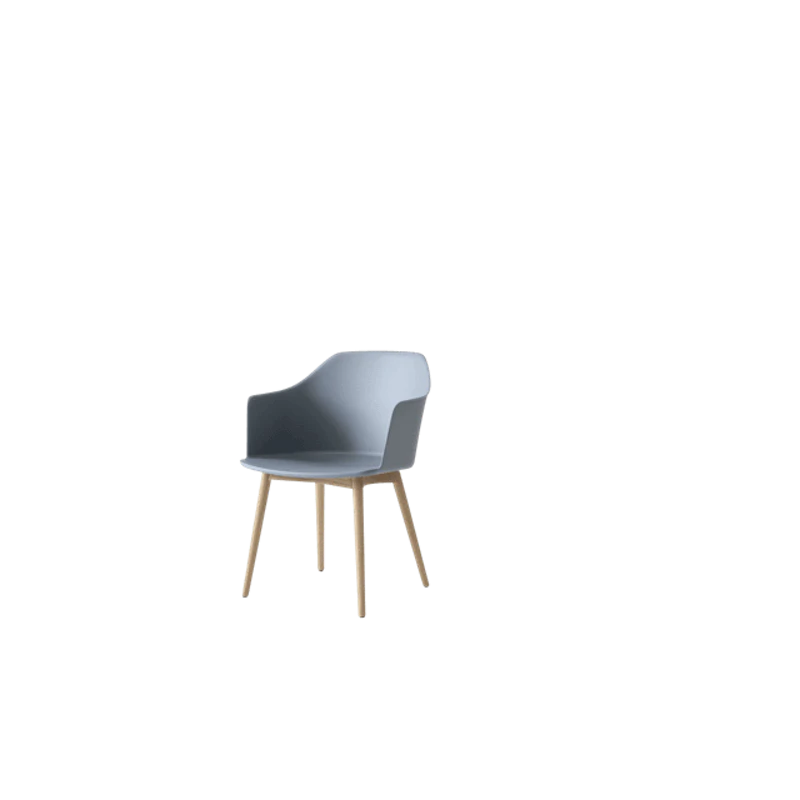 Rely HW76 Dining Chair with Armrests Light Blue/Clear Lacquered Oak