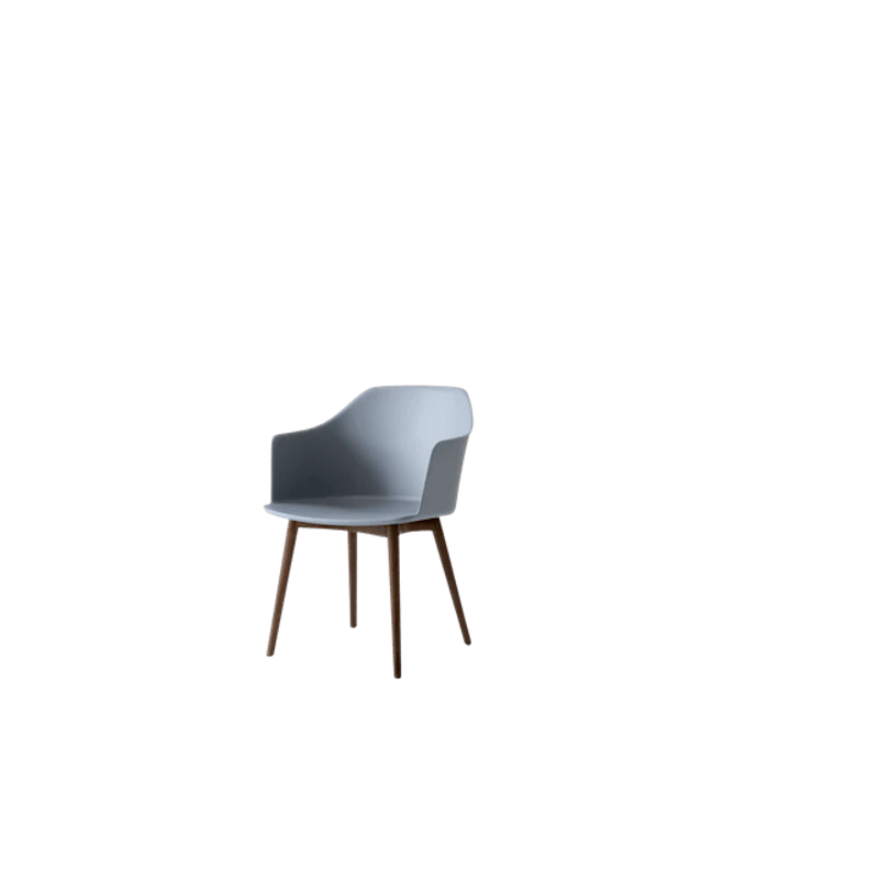 Rely HW76 Dining Chair with Armrests Light Blue/Lacquered Walnut