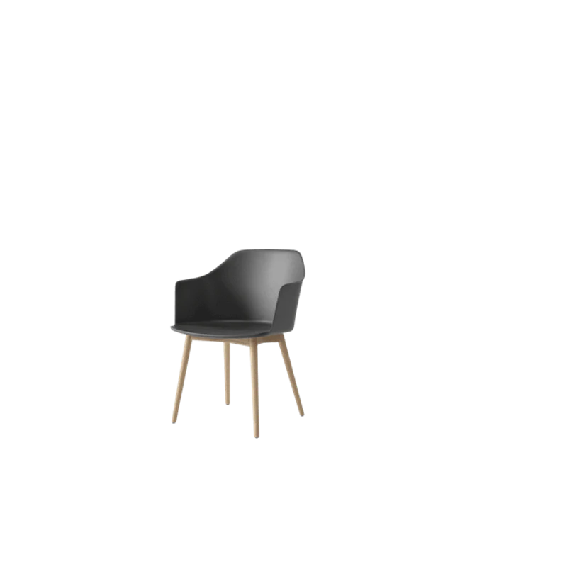 Rely HW76 Dining Chair with Armrests Stone Grey/Clear Lacquered Oak