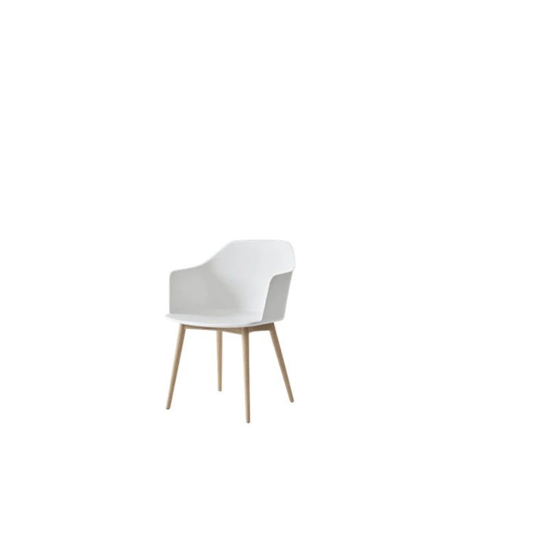 Rely HW76 Dining Chair with Armrests White/Clear Lacquered Oak
