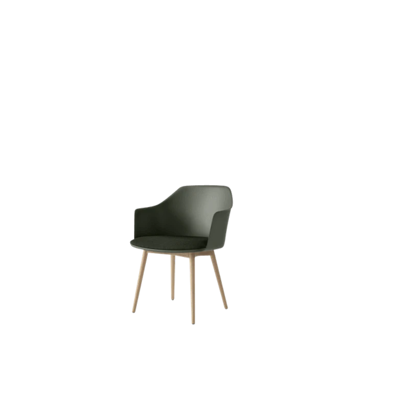 Rely HW77 Dining Chair with Armrests Upholstered Seat Bronze Green/Clear Lacquered Oak/Vidar 0972