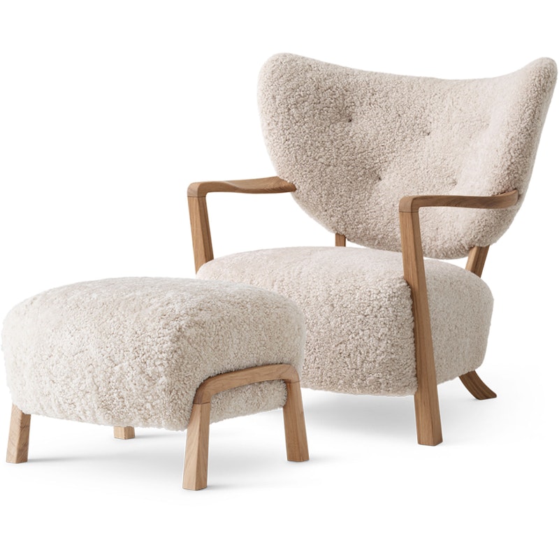 Wulff ATD2 Loungesessel + Fußhocker, Eiche/Sheepskin Moonlight