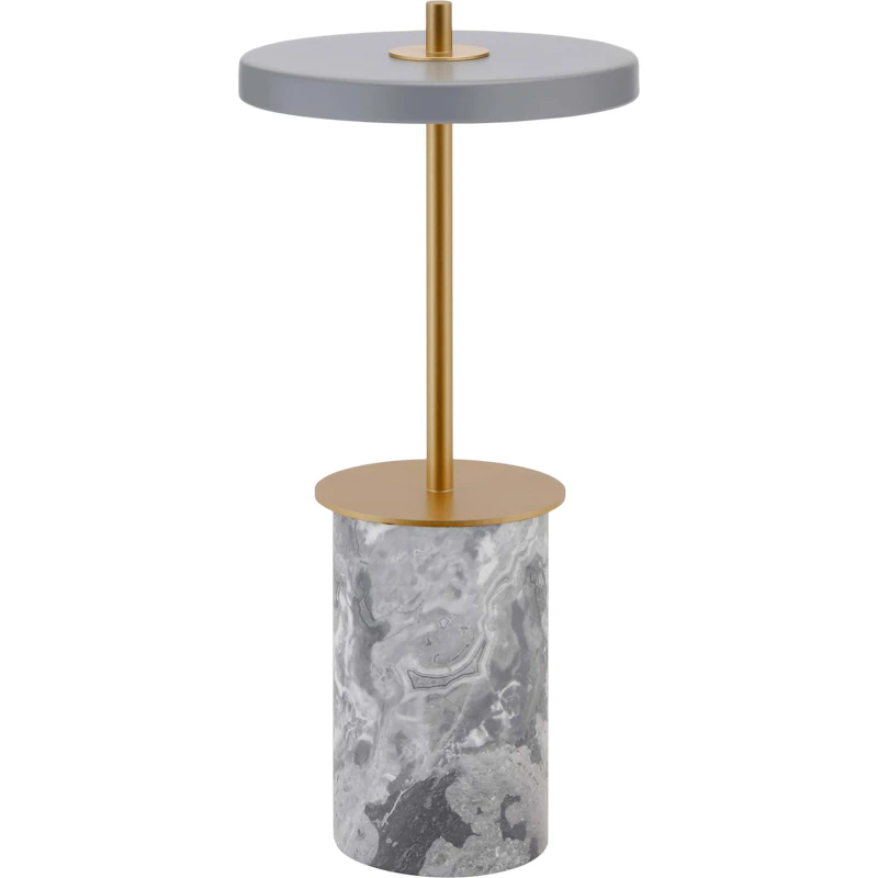 Asteria Move Mini Tischlampe Tragbar, Grauer Marmor / Messing