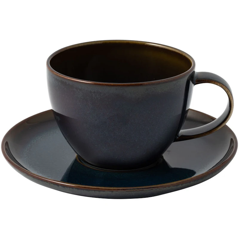 Crafted Kaffeetasse mit Unterteller, Blau