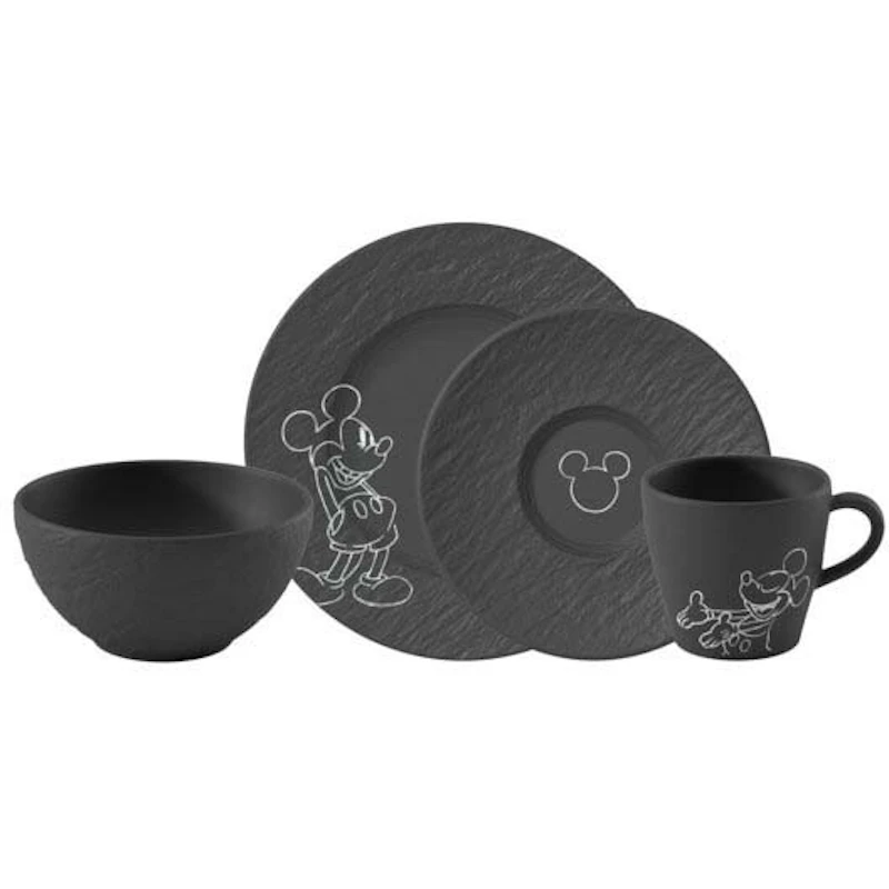 Manufacture Rock Mickey Mouse Frühstücksgeschirr, Schwarz