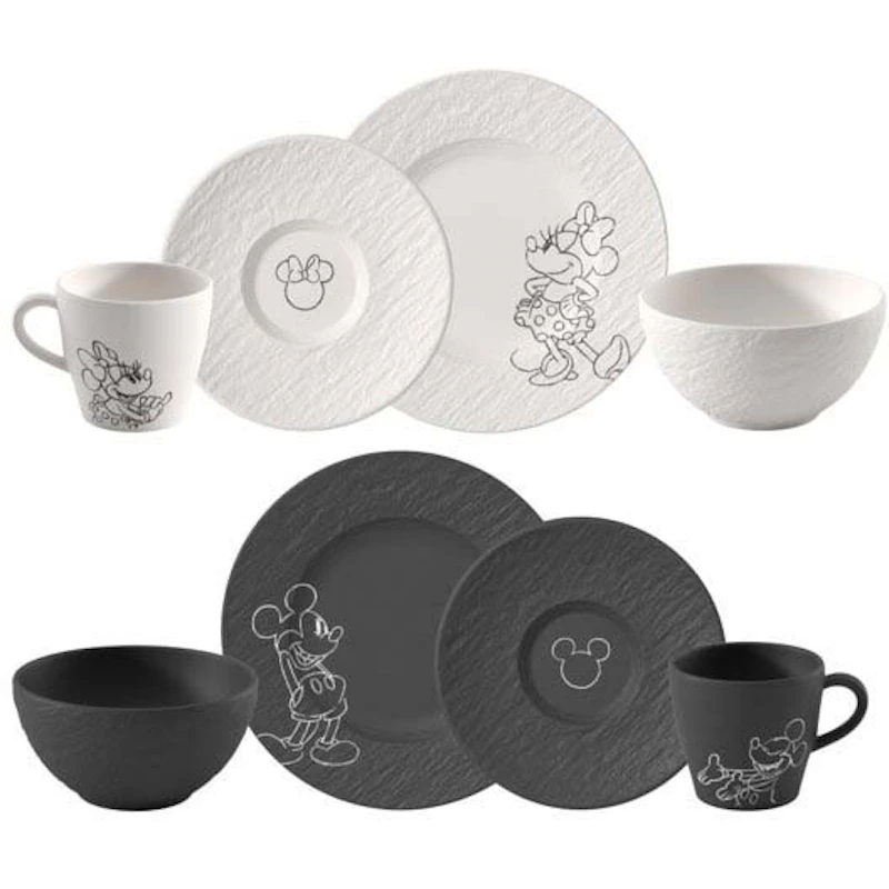 Manufacture Rock Mickey Mouse Frühstücksgeschirr, Schwarz / Weiß