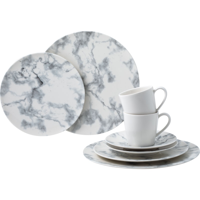 Marmory Geschirr-Set 8 Teile, Weiß