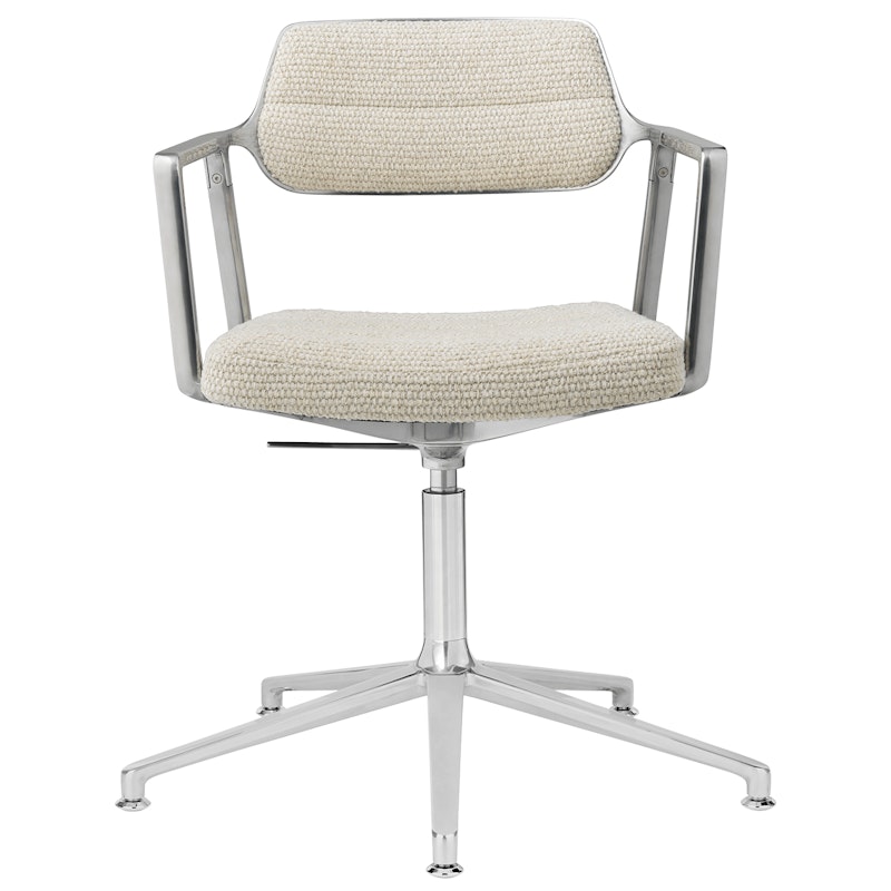 453+ Drehstuhl, Poliertes Aluminium / Wavy Altweiß