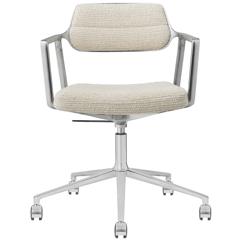 453+ Drehstuhl Mit Rollen, Poliertes Aluminium / Wavy Altweiß