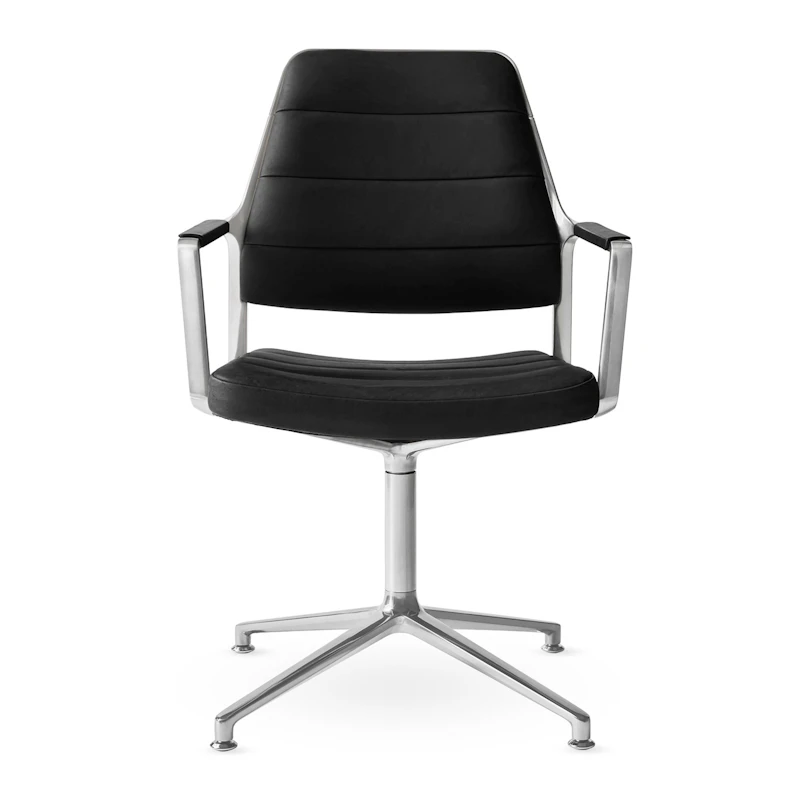 455 Drehstuhl, Schwarz Leder