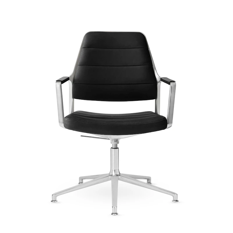 455+ Drehstuhl, Schwarz Leder