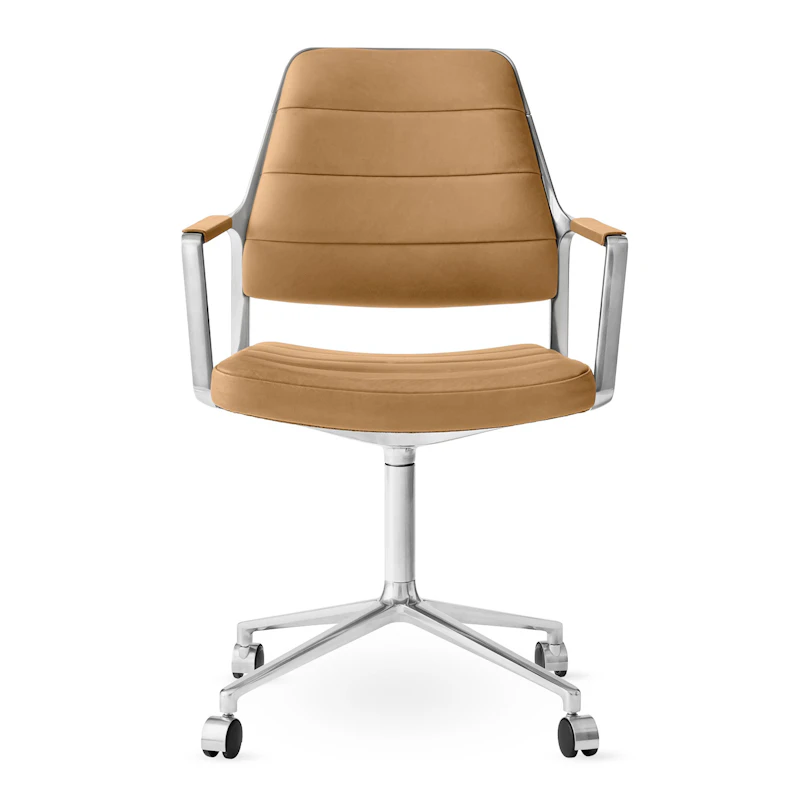 455 Drehstuhl Mit Rädern, Camel Leather