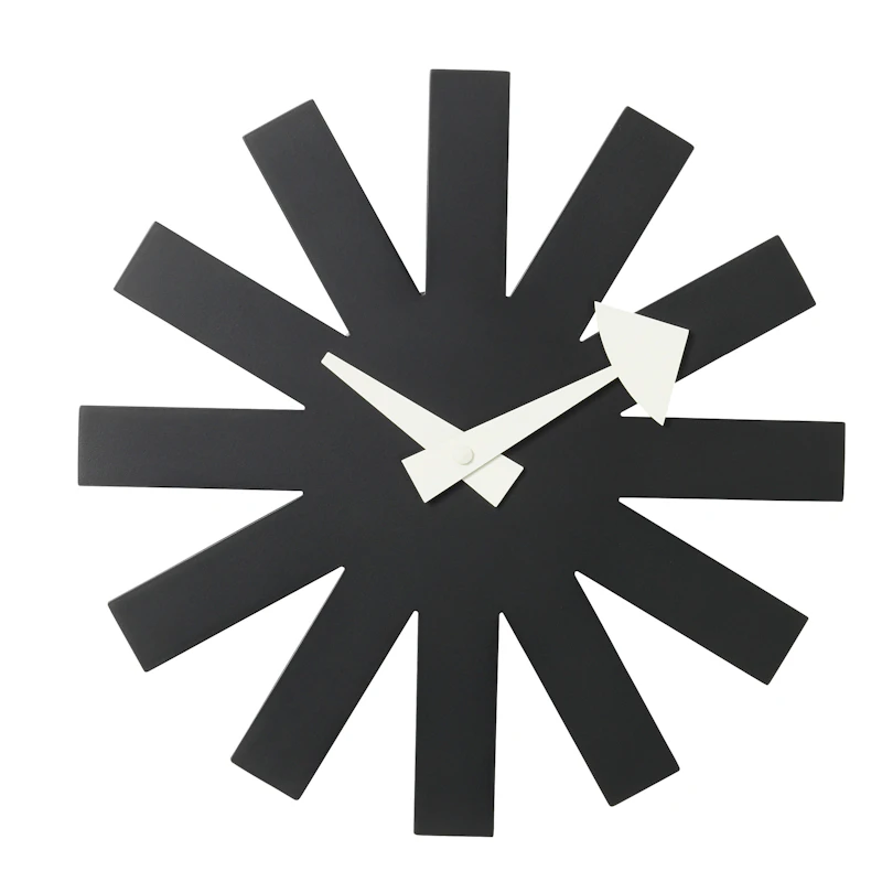 Asterisk Wanduhr Ø25 cm, Schwarz