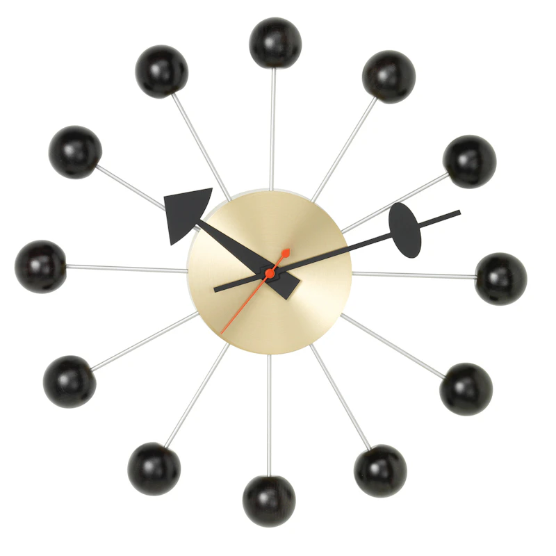 Ball Wanduhr, Schwarz / Messing