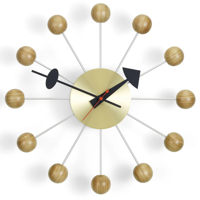 Ball Wanduhr, Kirschrot / Messing