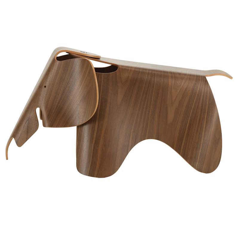 Eames Elephant Hocker Groß, Furnierholz Walnussfarben