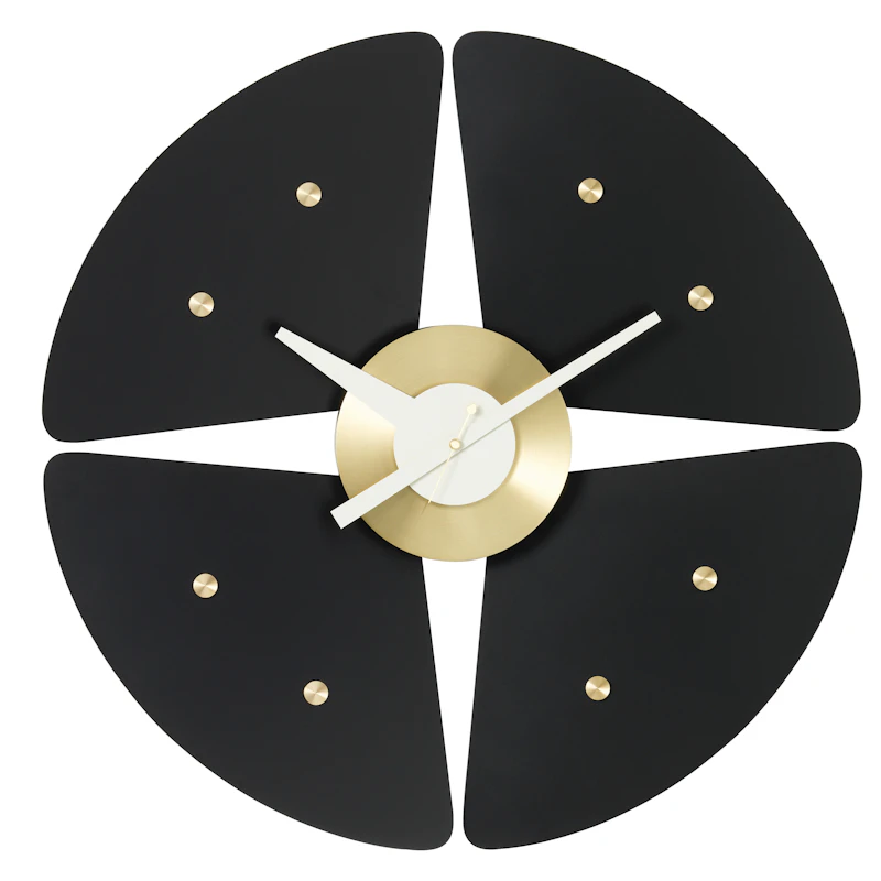 Petal Wanduhr Ø44,8 cm, Schwarz / Messing